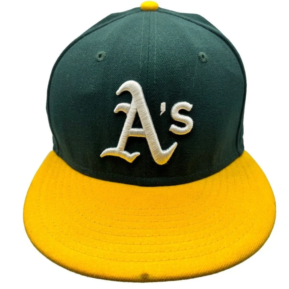 New Era 59FIFTY Oakland Athletics MLB On-Field Fitted Hat 7 3/8 Green Yellow
